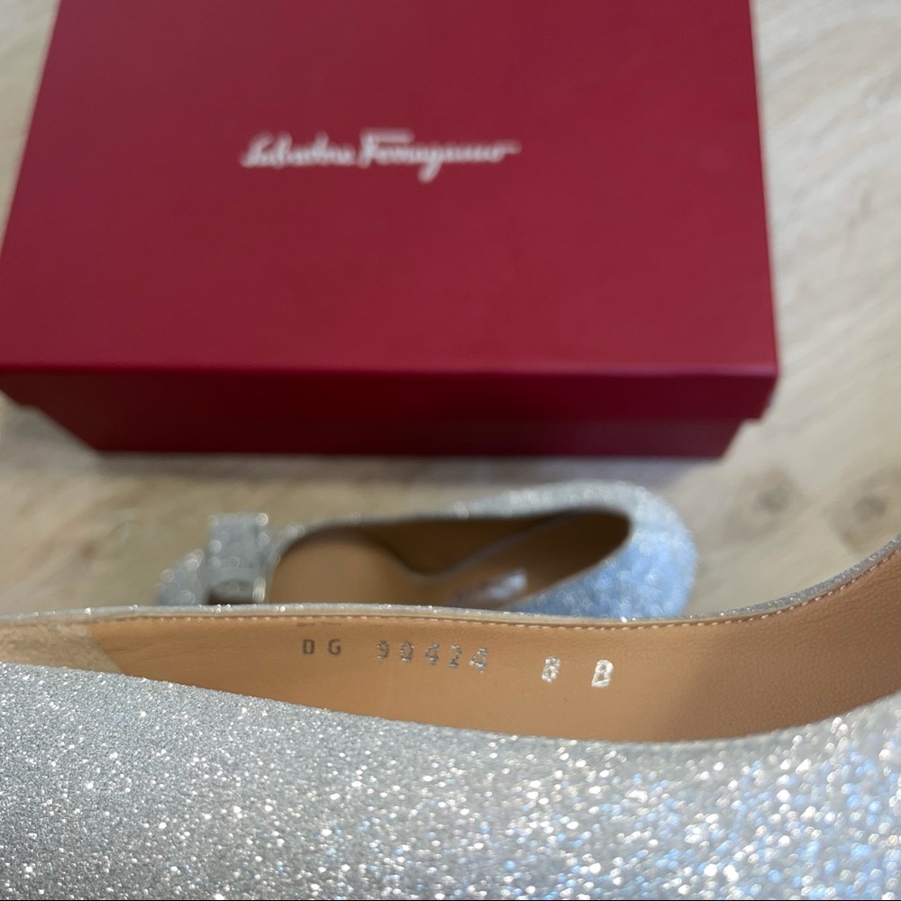 🆕 Salvatore Ferragamo Osimo Glitter Leather Pumps - Picture 3 of 14